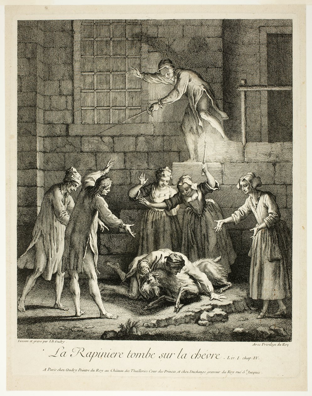 Storie a fumetti: Il saccheggiatore cade sulla capra da Jean Baptiste Oudry