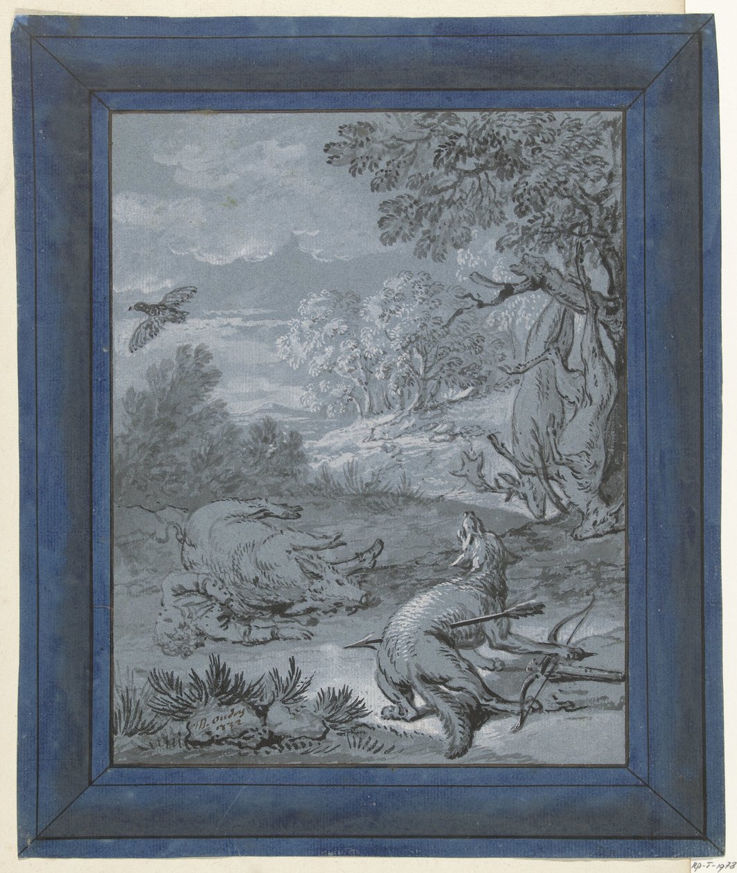 Il lupo e il cacciatore da Jean Baptiste Oudry
