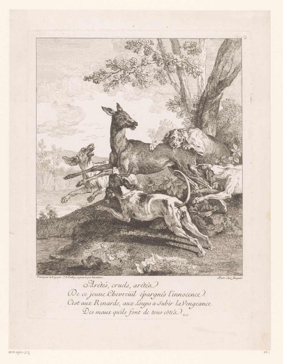 Cervo attaccato da cani da caccia da Jean Baptiste Oudry