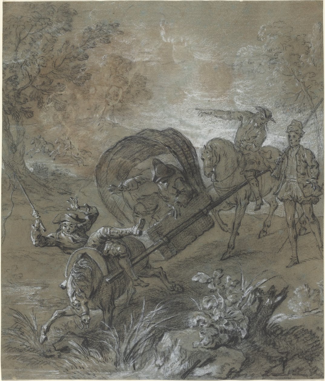 La Rancune su una barella, abbattuto nel fango da Jean Baptiste Oudry