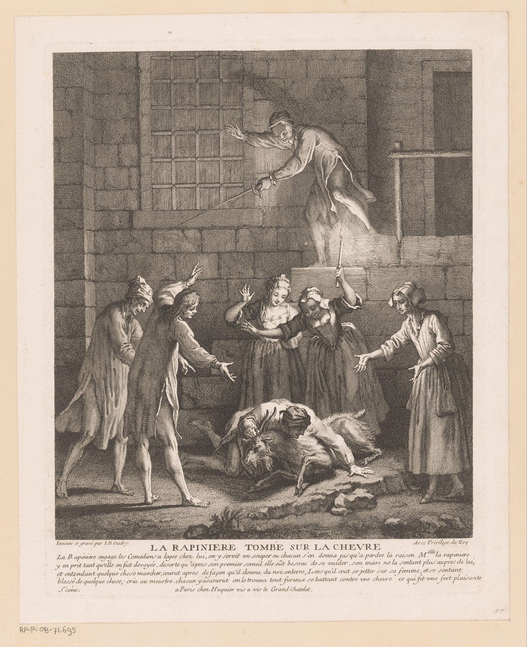 Uomo cade sopra una capra da Jean-Baptiste Oudry
