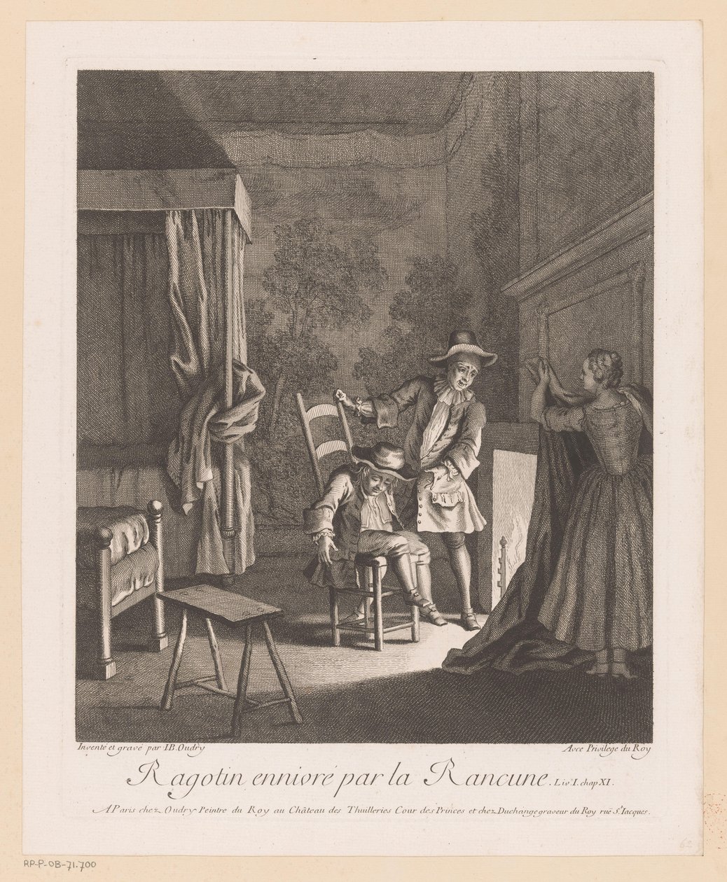 Ragotin ubriaco su una sedia vicino al fuoco da Jean Baptiste Oudry