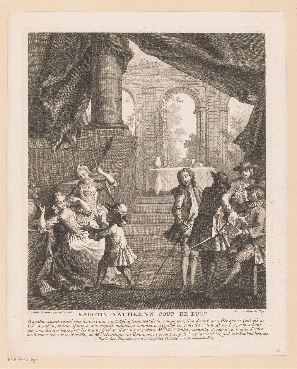 Ragotin riceve un colpo sulle dita da una dama da Jean Baptiste Oudry