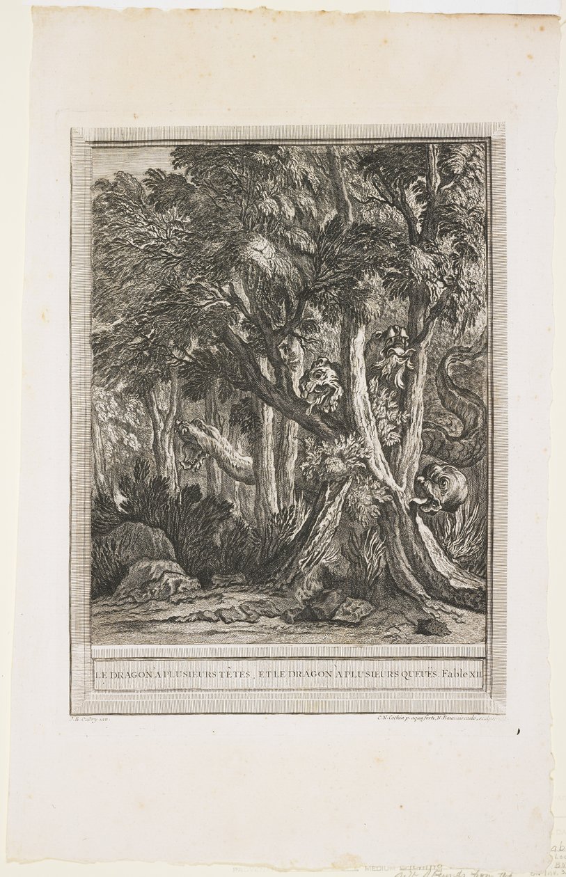 Il drago dalle molte teste, Favola XII, c. 1753-1755 da Jean Baptiste Oudry