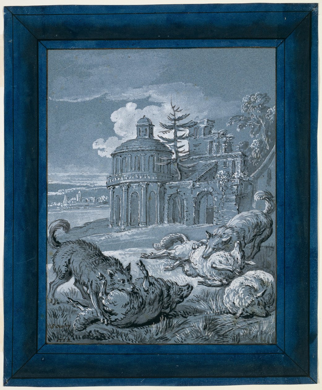 Lupi che attaccano le pecore ("Rein de Trop II") da Jean Baptiste Oudry
