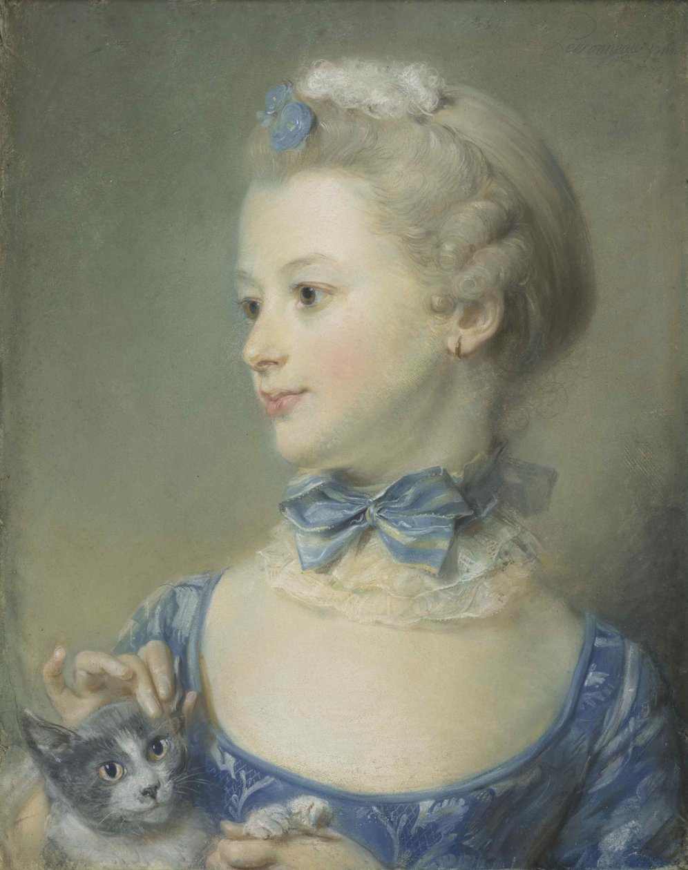 La bambina con il gatto Marie-Anne Huquier, 1747 da Jean Baptiste Perronneau