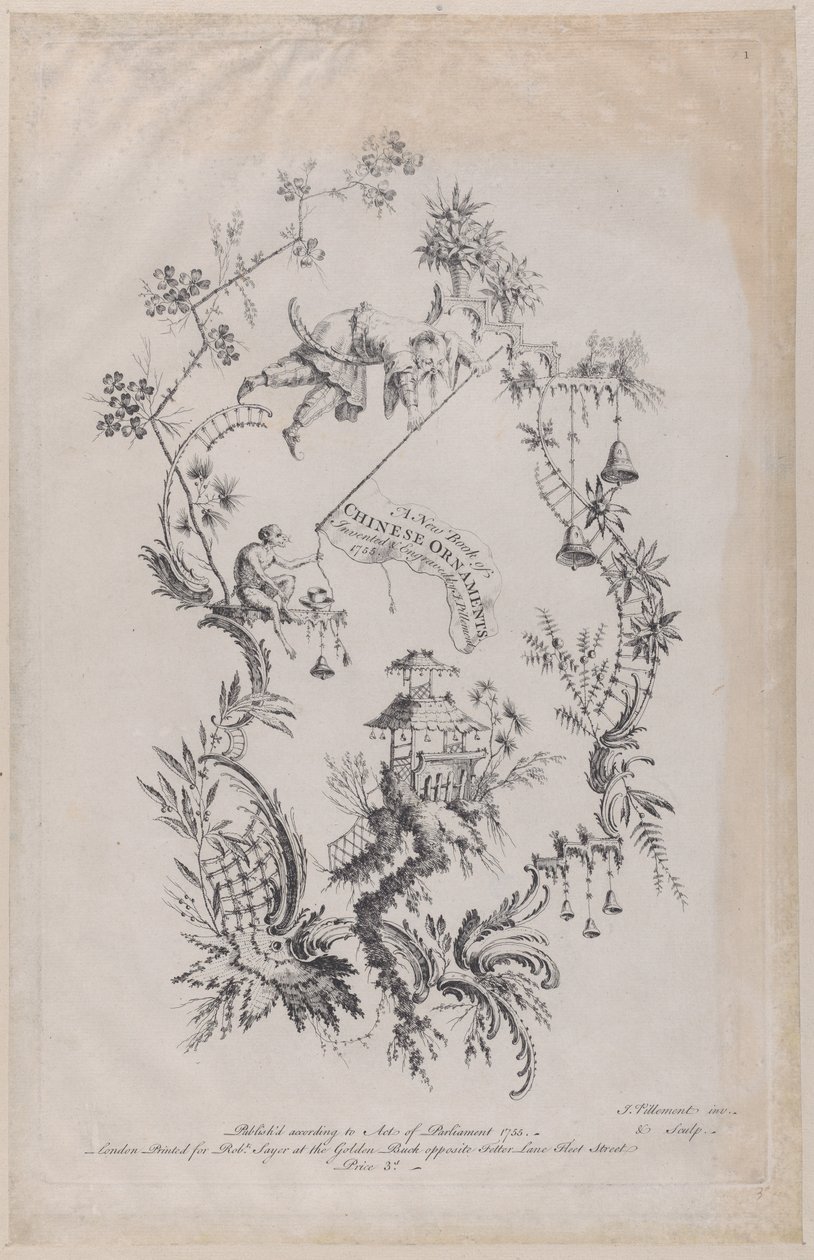 Un nuovo libro di ornamenti cinesi. Inventato e inciso da J. Pillement, 1755 da Jean Baptiste Pillement