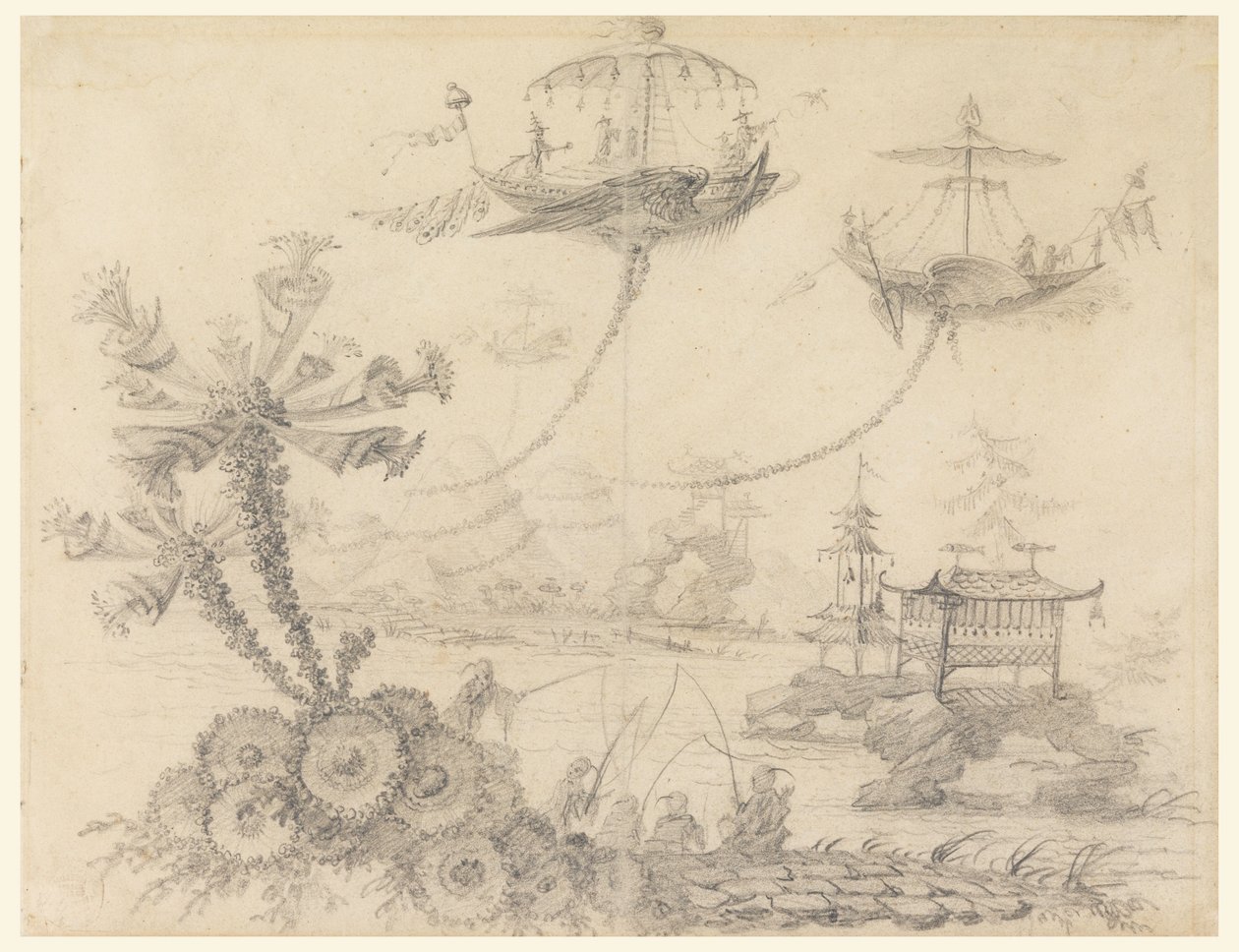 Disegno, fantasia cineseria, 1770-90 da Jean Baptiste Pillement