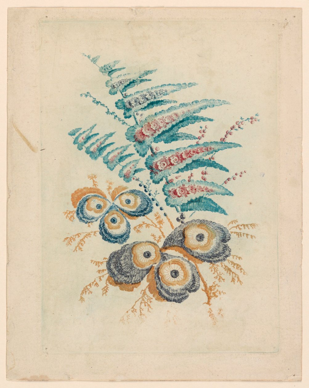 Motivo floreale fantastico da Nouvelle Suitte de Cahiers de Fleurs Idéales da Jean Baptiste Pillement