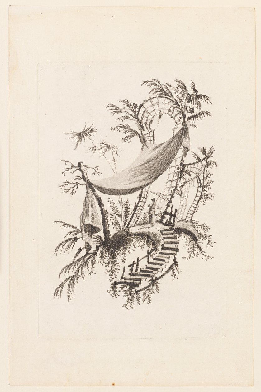 Figura sotto tenda, da "Recueil des Tentes Chinoises" da Jean Baptiste Pillement
