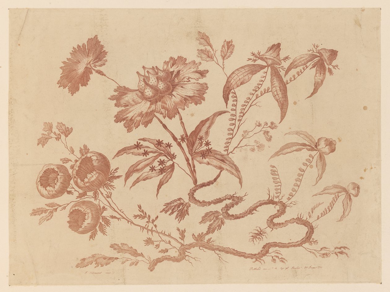 Rami di fiori, da "Recueil de Differentes Fleurs de Fantaisie Dans le Goût Chinois" da Jean Baptiste Pillement