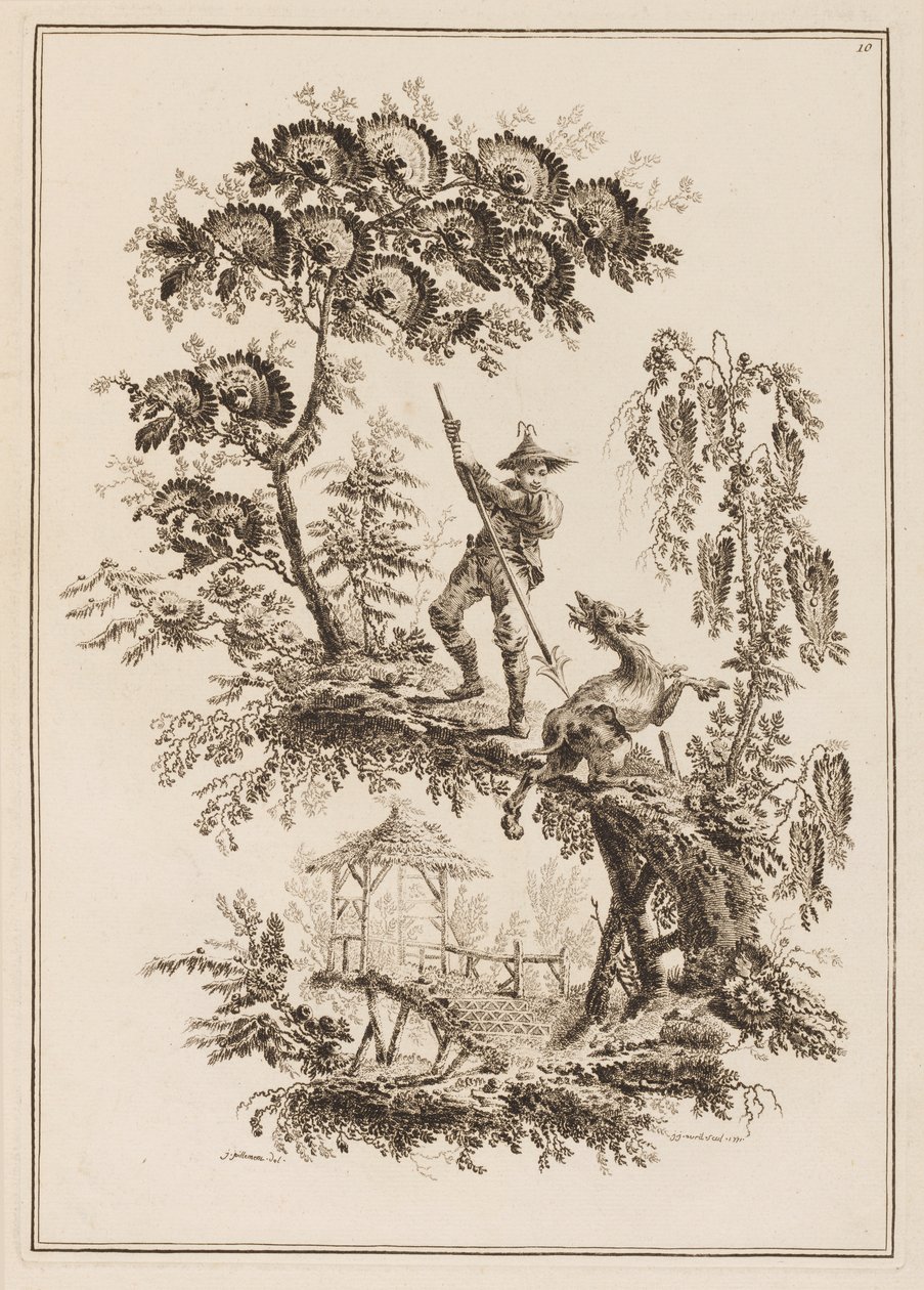 Tavola 10, da "Suite de Douze Pêcheurs et Chasseurs" da Jean Baptiste Pillement