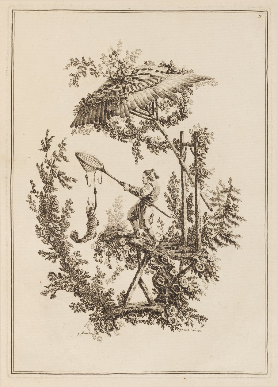 Tavola 11, da "Suite de Douze Pêcheurs et Chasseurs" da Jean Baptiste Pillement