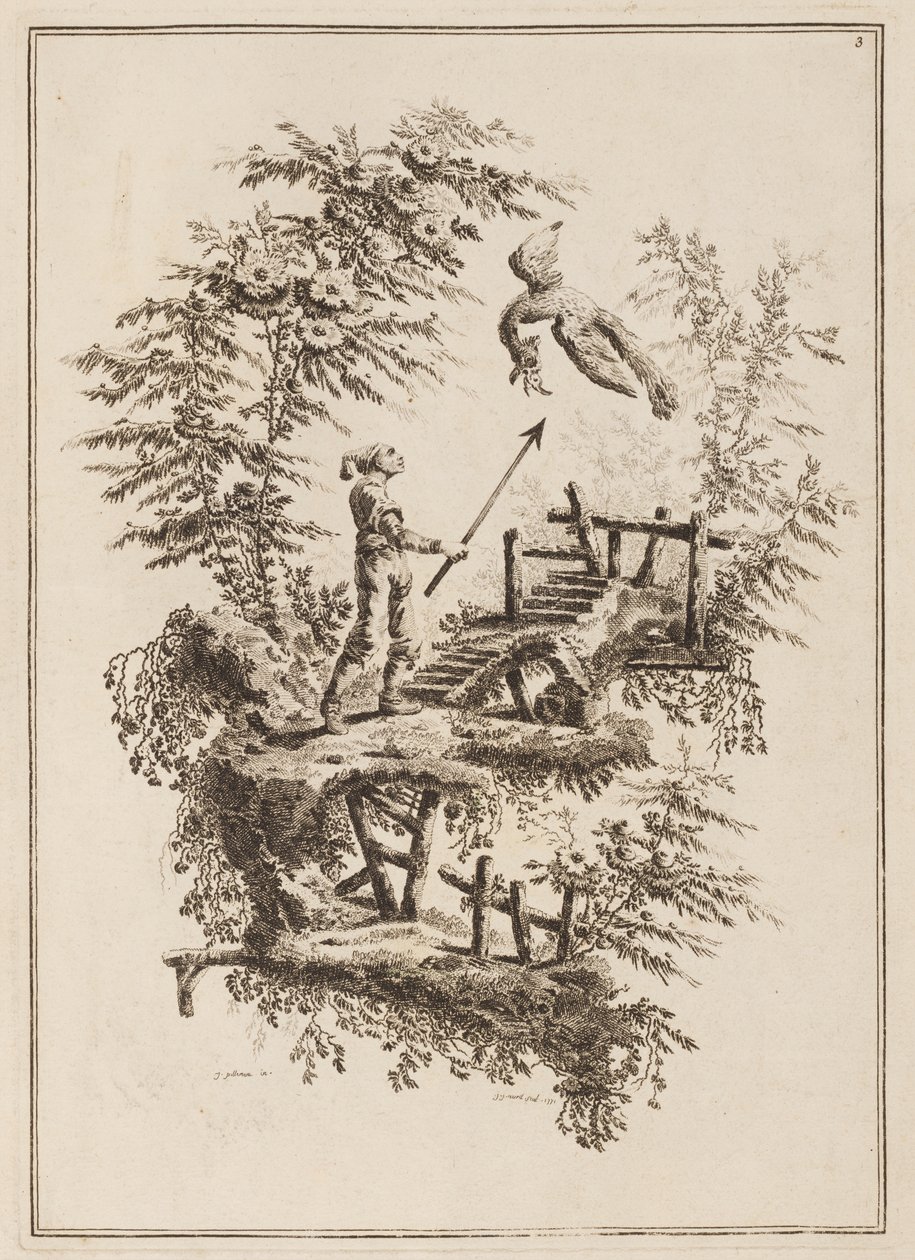 Tavola 3, "Suite de douze Pêcheurs et Chasseurs" da Jean Baptiste Pillement