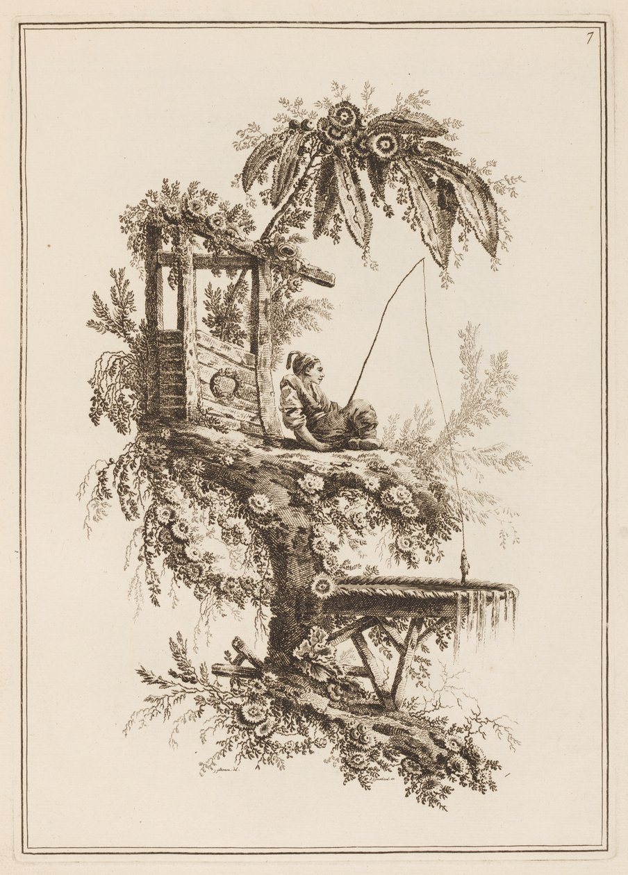 Tavola 7, "Suite de douze Pêcheurs et Chasseurs" da Jean Baptiste Pillement