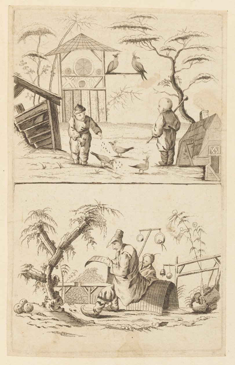 Due scene cinesi da Jean Baptiste Pillement
