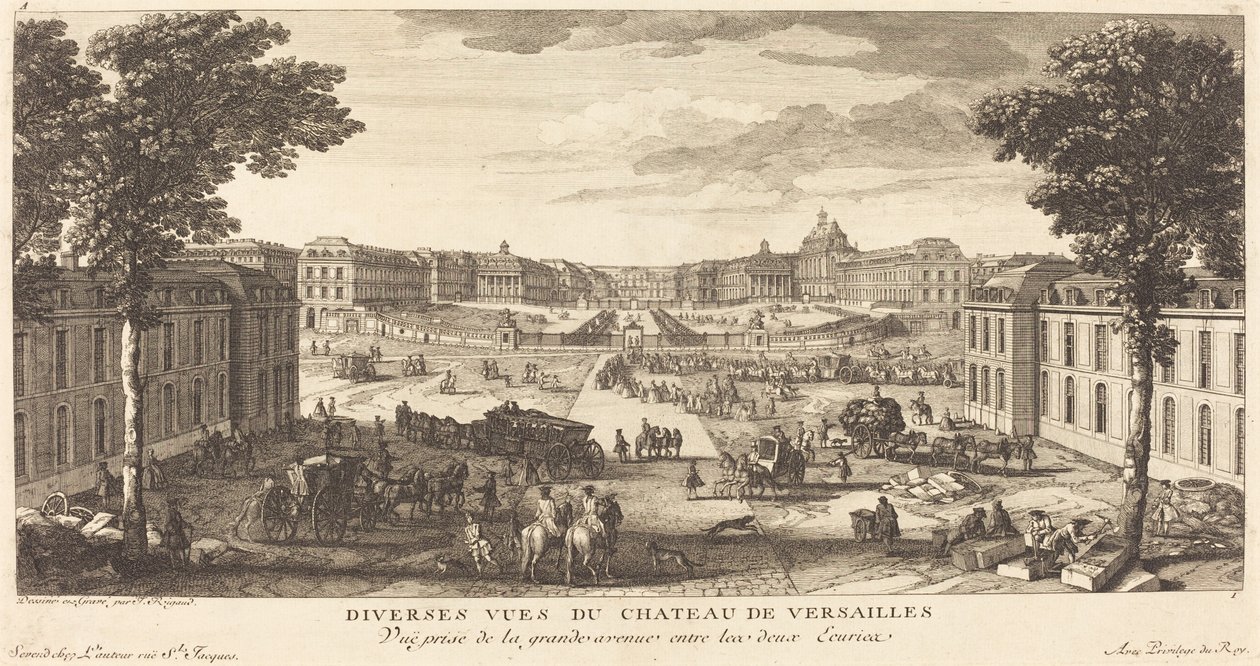 Vista presa dal grande viale tra le due scuderie da Jean Baptiste Rigaud