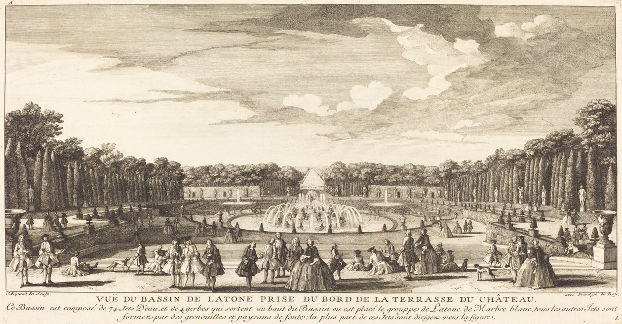 Vista del Bacino di Latona presa dal bordo della terrazza del castello da Jean Baptiste Rigaud