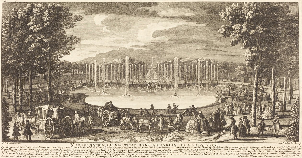 Vista del Bacino di Nettuno nel Giardino di Versailles da Jean Baptiste Rigaud