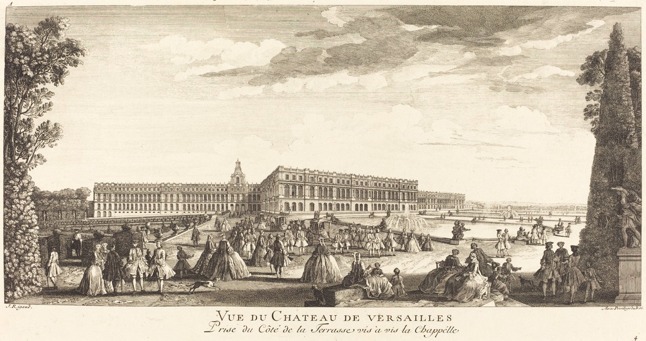Vista del Castello di Versailles presa dal lato della terrazza di fronte alla Cappella da Jean Baptiste Rigaud