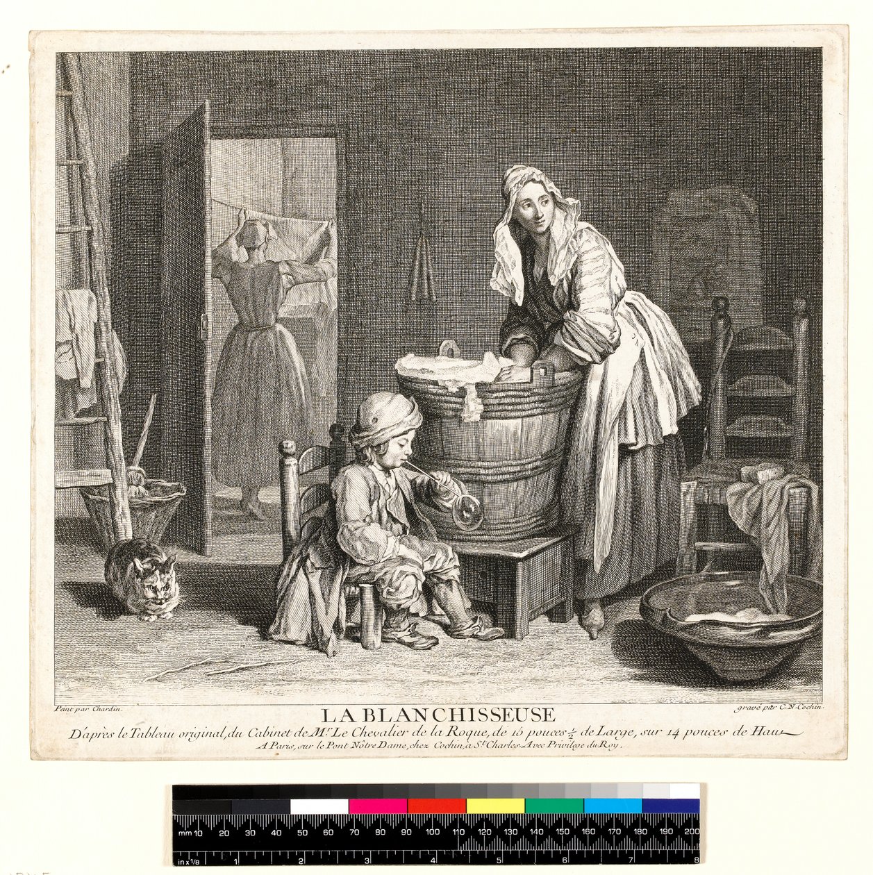 La Blanchisseuse, inciso da Charles Nicolas Cochin I (1688-1754) 1739 da Jean Baptiste Simeon (after) Chardin