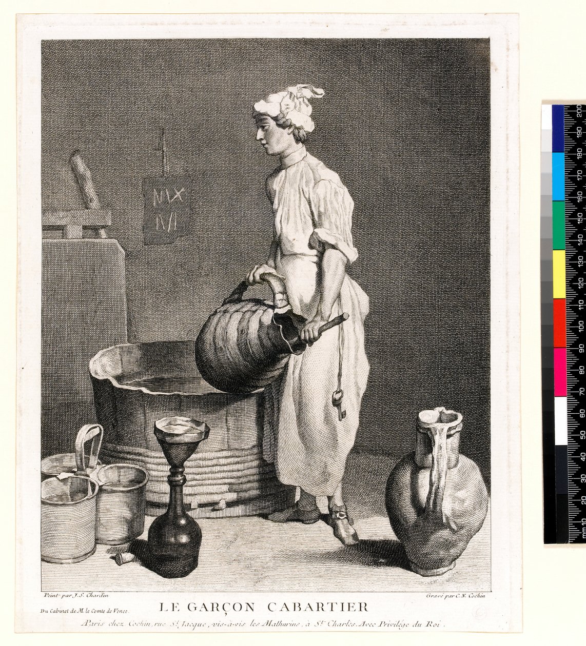 Le Garçon Cabaretier (Il ragazzo della cantina) inciso da Charles Nicolas Cochin I (1688-1754) 1750 (acquaforte e incisione) da Jean Baptiste Simeon (after) Chardin
