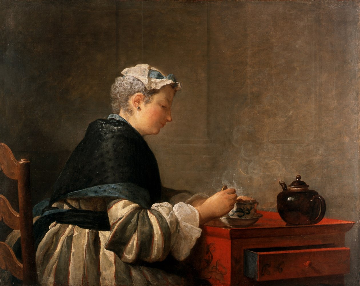 Una signora che prende il tè, 1735 da Jean Baptiste Simeon Chardin