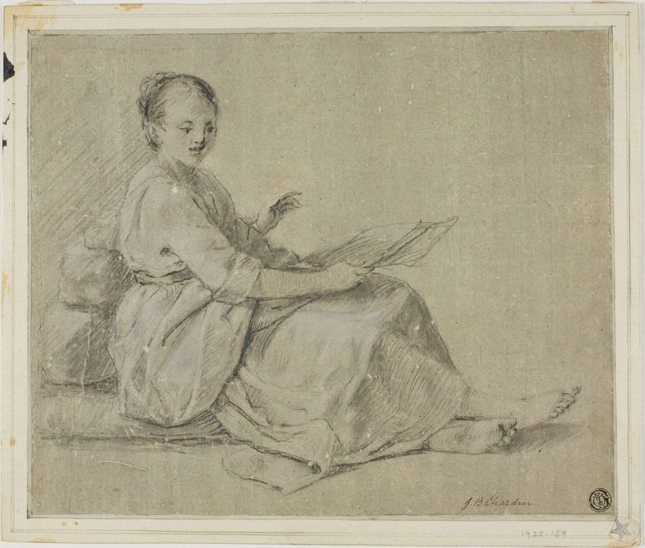 Donna scalza seduta a terra da Jean Baptiste Simeon Chardin