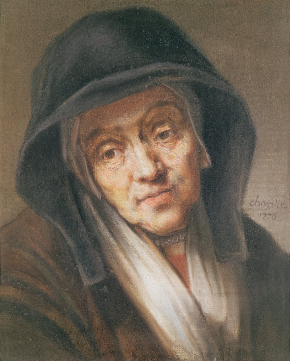 Copia di un ritratto di Rembrandt di sua madre, 1776 da Jean Baptiste Simeon Chardin