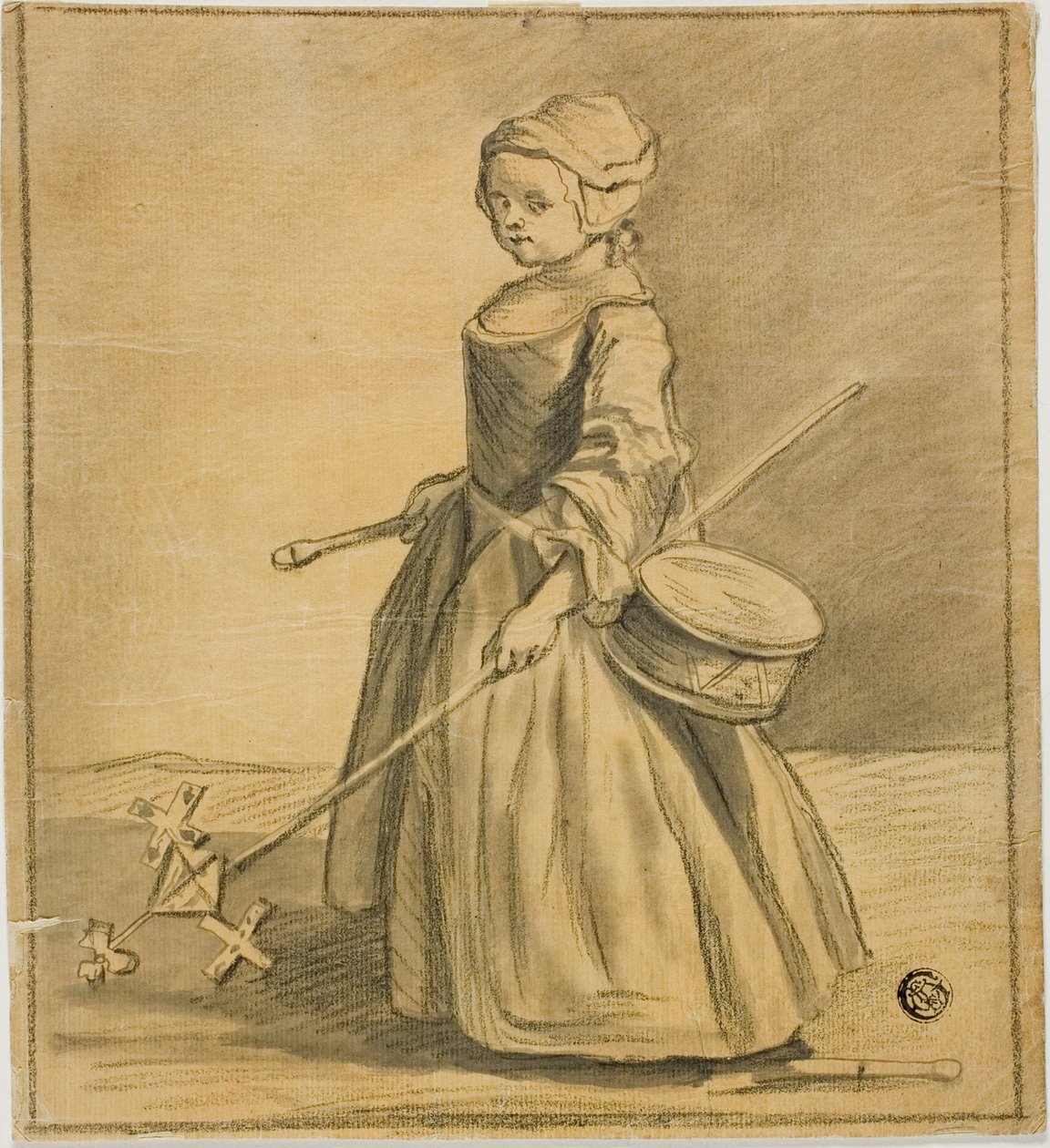 Ragazza che gioca con il tamburo da Jean-Baptiste Simeon Chardin