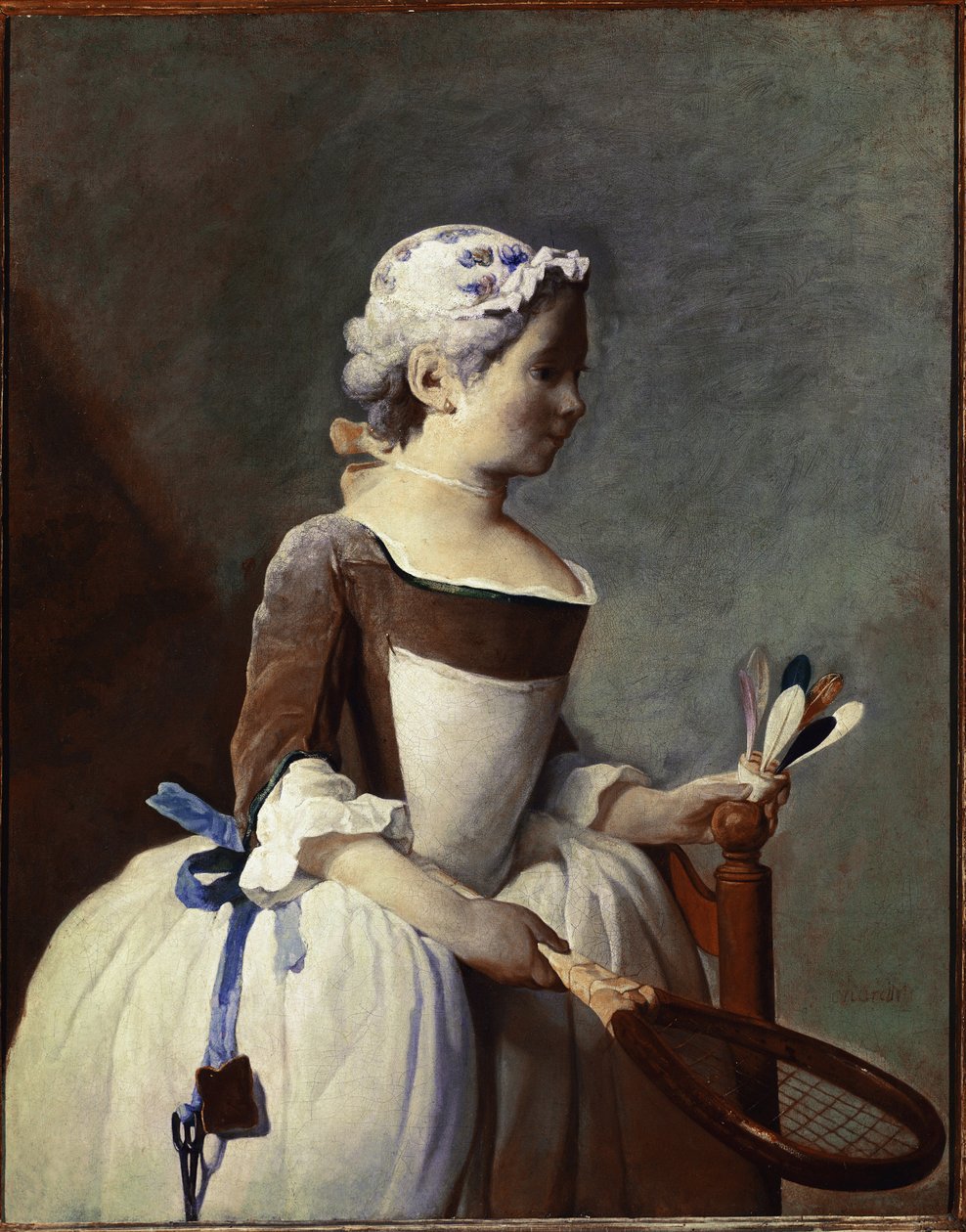 Ragazza con racchetta e volano da Jean Baptiste Simeon Chardin