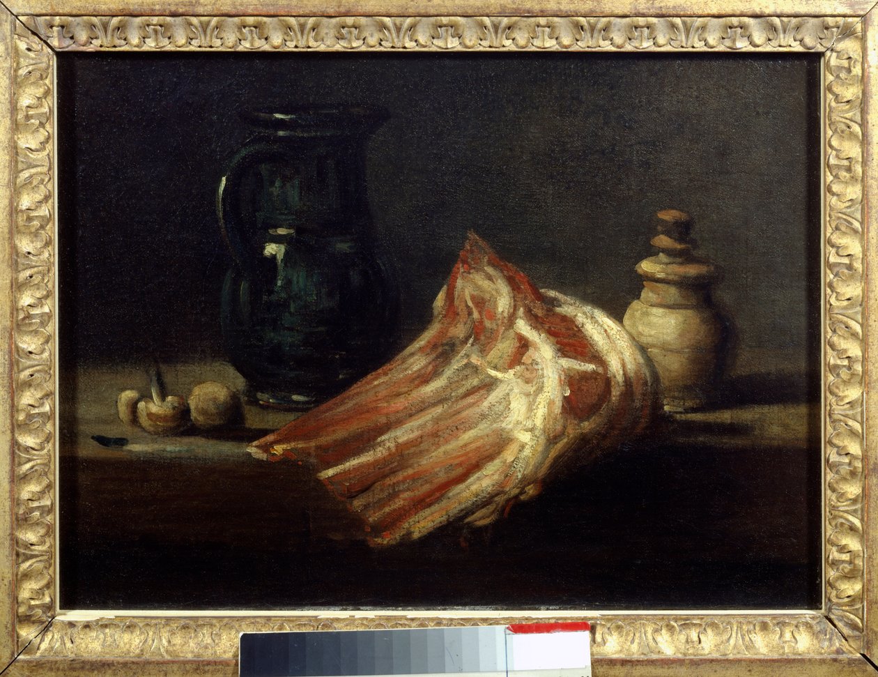 Tavolo da cucina e utensili con un quadrato di pecora da Jean Baptiste Simeon Chardin