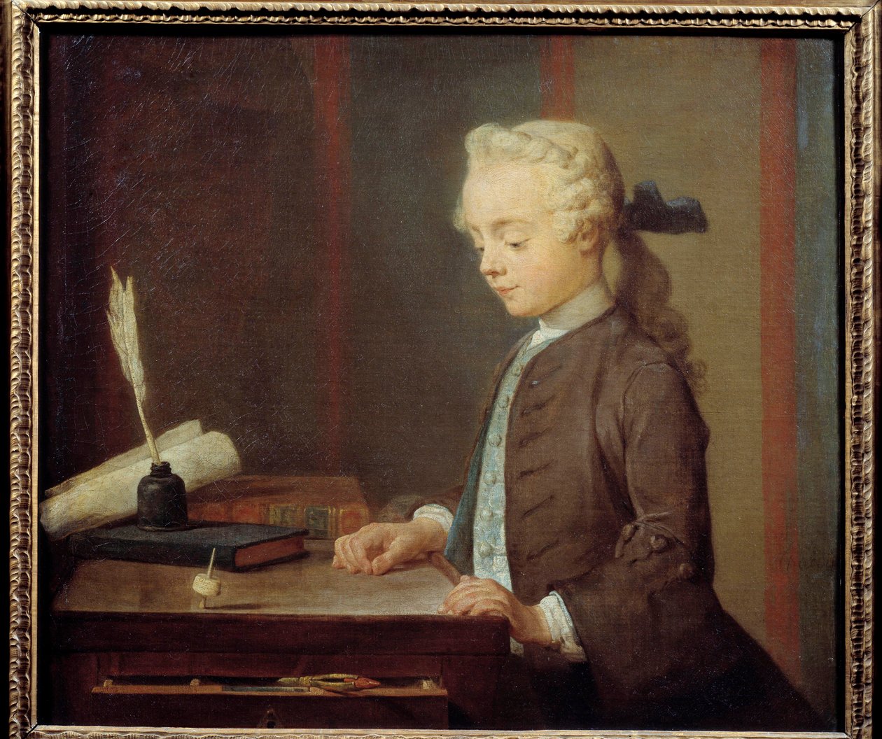 Il bambino Toton. Un bambino che gioca a toton. Dipinto di Jean Baptiste Simeon Chardin, 1738 da Jean Baptiste Simeon Chardin