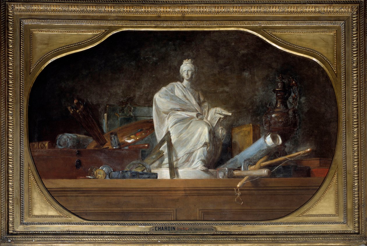 Gli attributi delle Arti Allegoria delle arti con strumenti da scultore, statuetta da Jean Baptiste Simeon Chardin