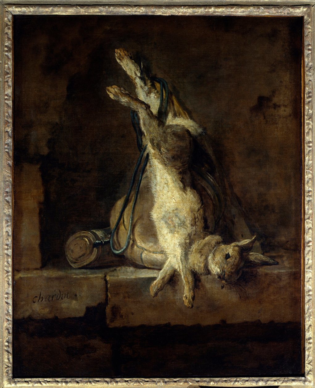 Il coniglio morto e attrezzi da caccia da Jean Baptiste Simeon Chardin