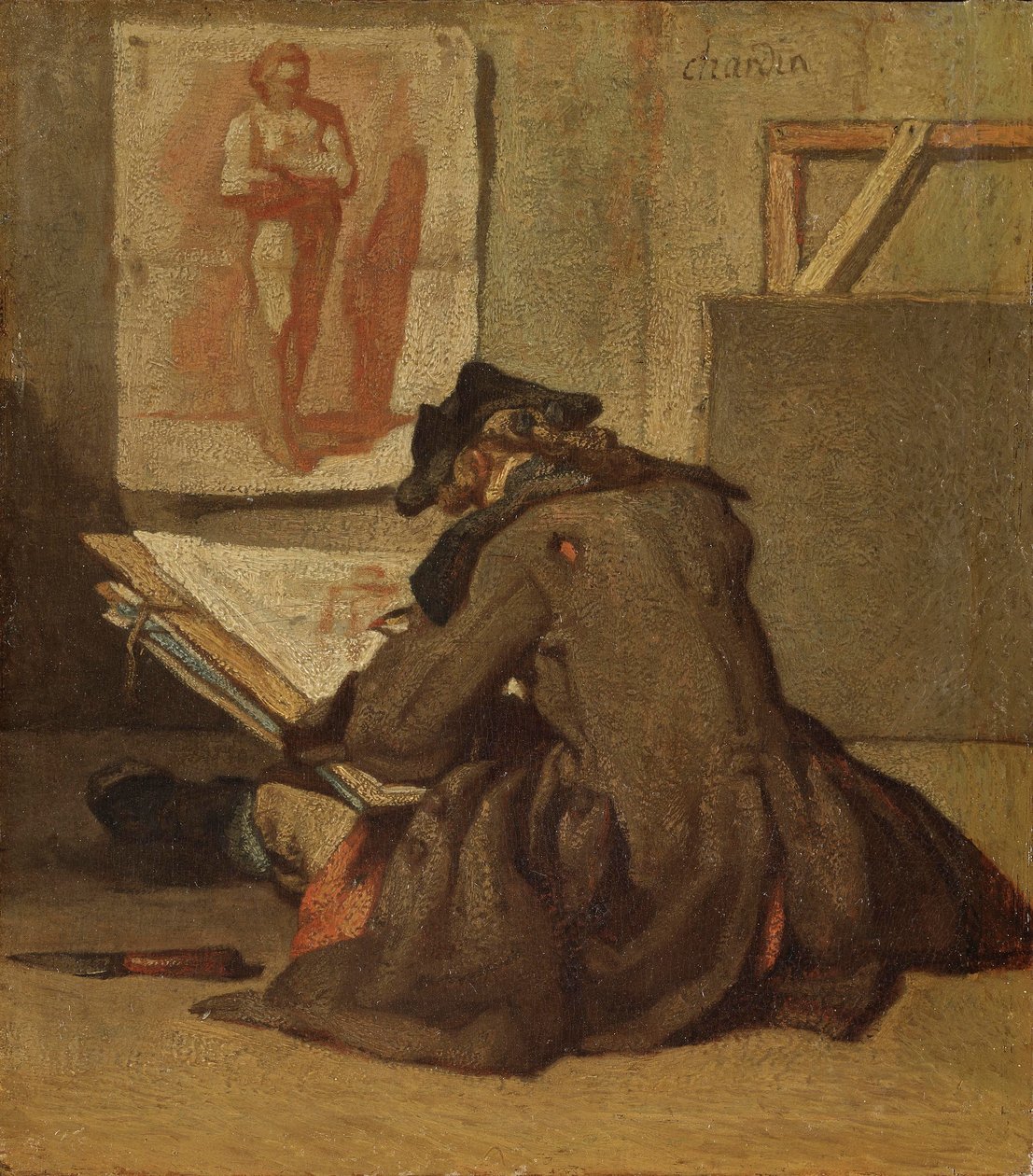 Giovane studente che disegna da Jean Baptiste Simeon Chardin