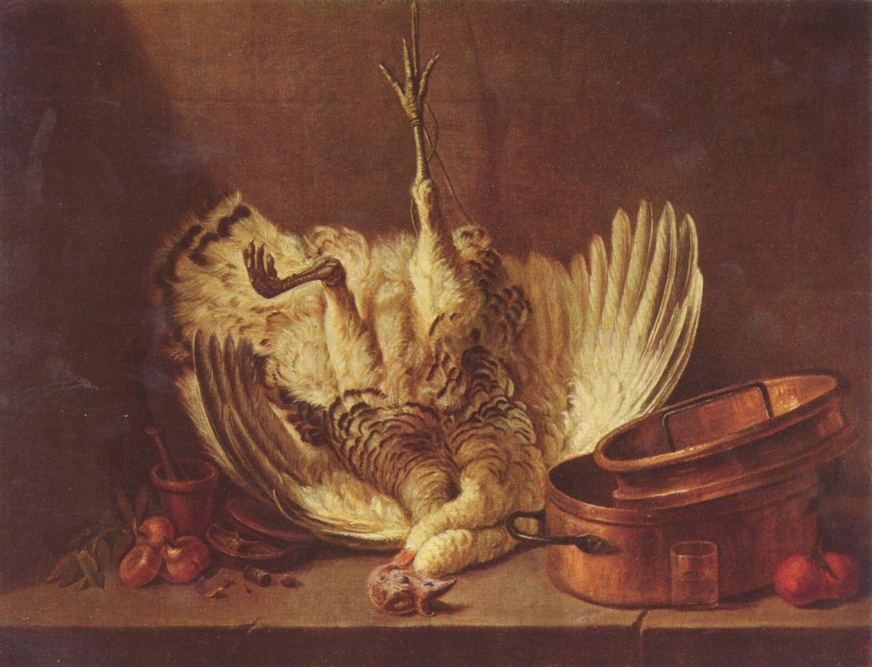 Natura morta con tacchino appeso da Jean Baptiste Simeon Chardin