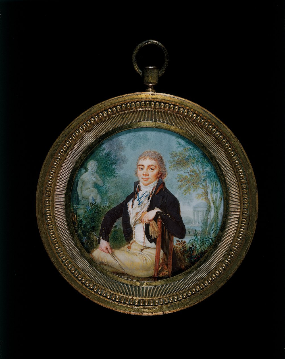 Ritratto miniatura di un giovane gentiluomo chiamato Mr Videl, seduto a tre quarti da Jean Baptiste Soyer