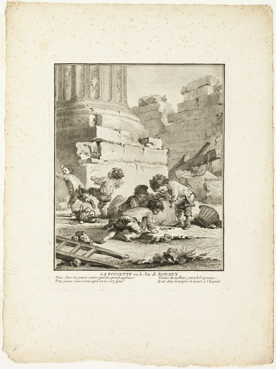 La fossetta, o il gioco delle pietre, da I giochi dei ricci di Parigi da Jean Baptiste Tilliard I