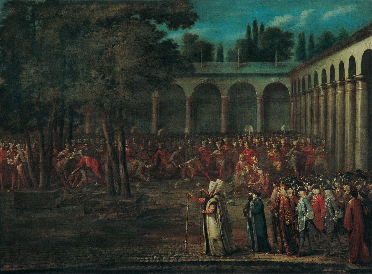 La delegazione ambasciatoriale che attraversa il secondo cortile del Palazzo Topkapı da Jean Baptiste Vanmour