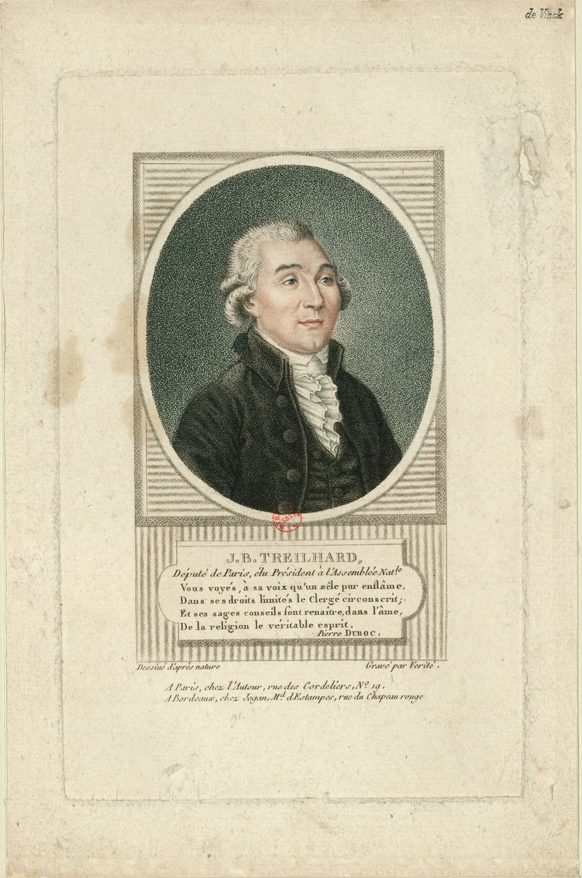 Ritratto di Jean-Baptiste Treilhard 1742-1810, c. 1790 da Jean Baptiste Verite