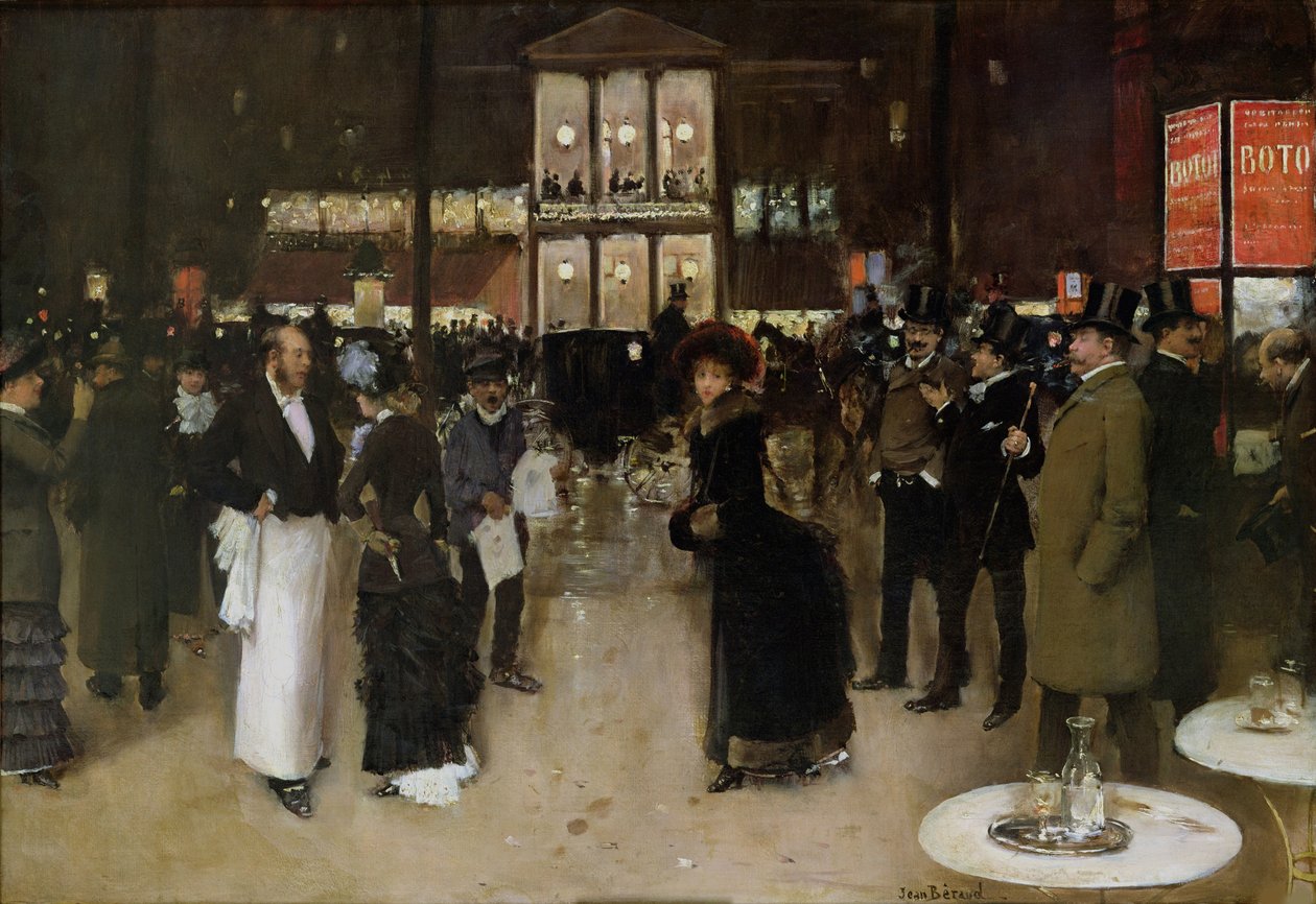 Il boulevard Montmartre, la notte, davanti al teatro delle Varietà, ca 1885 da Jean Beraud