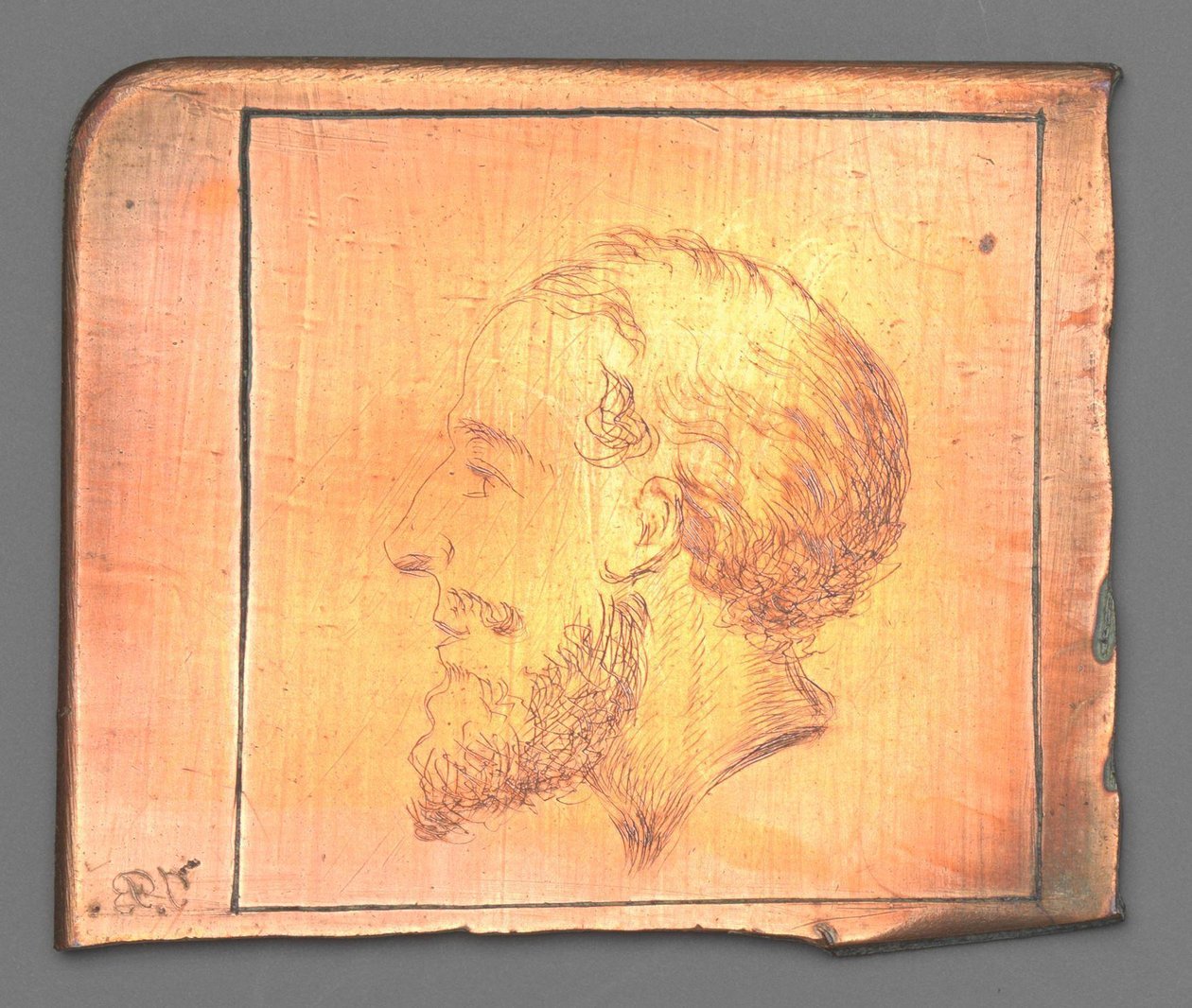 Testa di un uomo con barba di profilo a sinistra da Jean Bernard