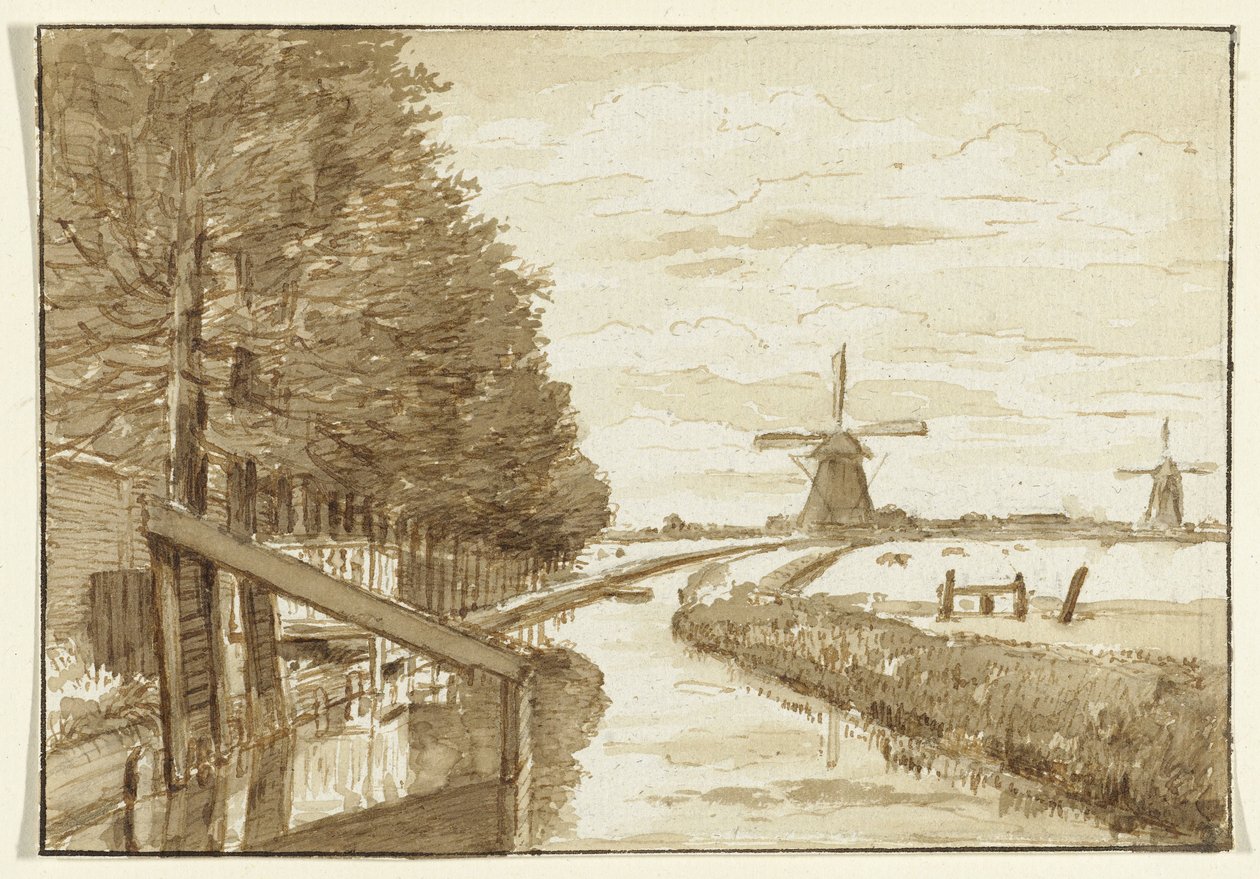 Paesaggio con un canale e due mulini da Jean Bernard