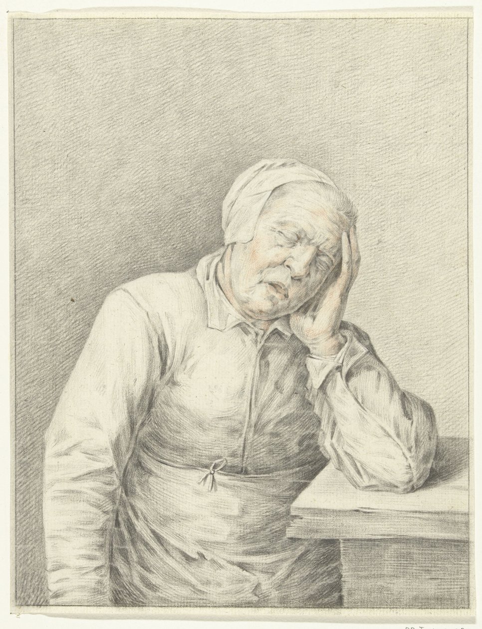 Vecchia donna addormentata, con la testa nella mano da Jean Bernard