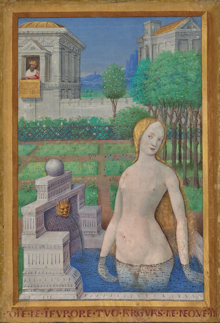 Bathsheba al bagno dalle Ore di Luigi XII da Jean Bourdichon