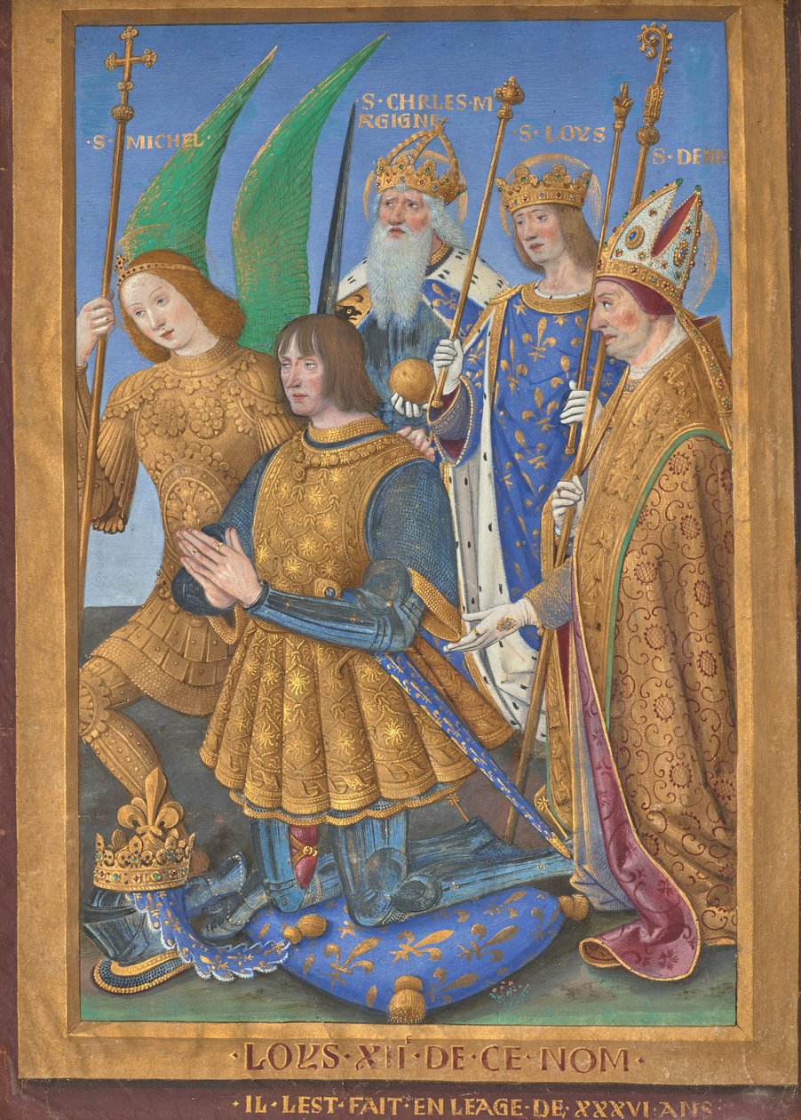 Luigi XII di Francia in Preghiera, Accompagnato dai Santi Michele, Carlo Magno, Luigi e Dionigi da Jean Bourdichon