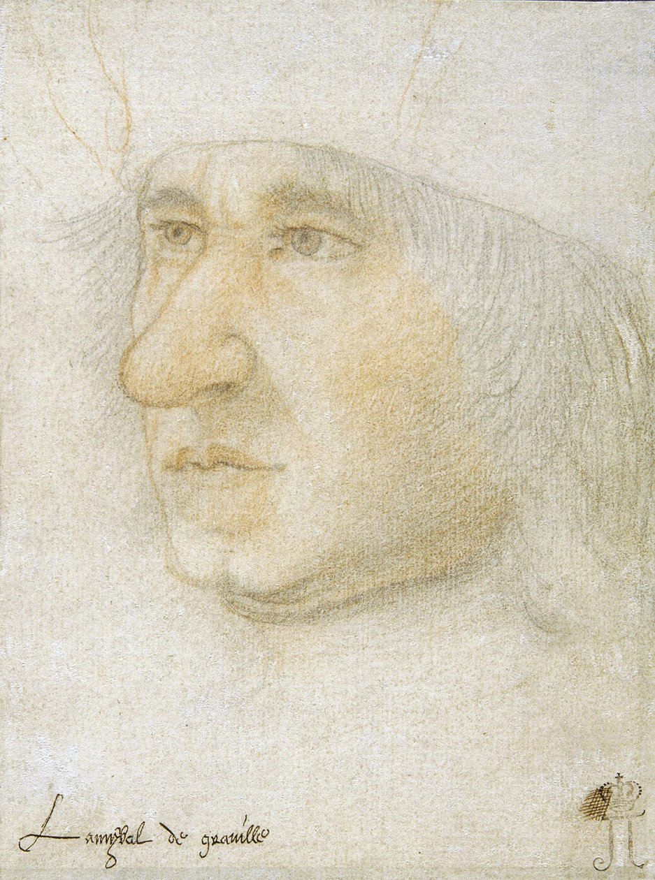 Ritratto di Louis Malet de Graville (1438-1516), Ammiraglio di Francia di Bourdichon, Jean (1457-1521). Gesso nero e sanguigna su carta, fine XV sec., State Hermitage, San Pietroburgo da Jean Bourdichon