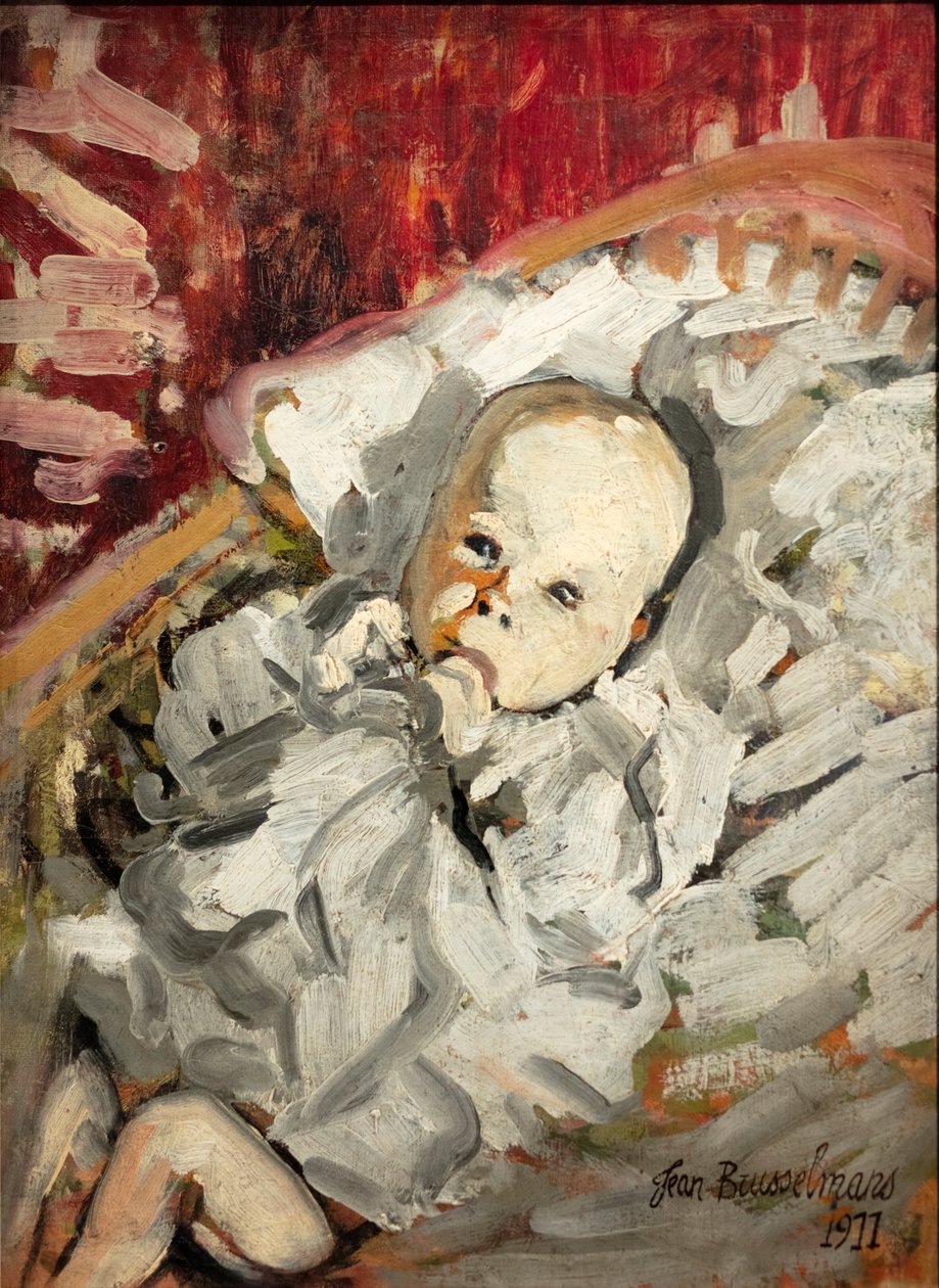 Bambino in una culla da Jean Brusselmans