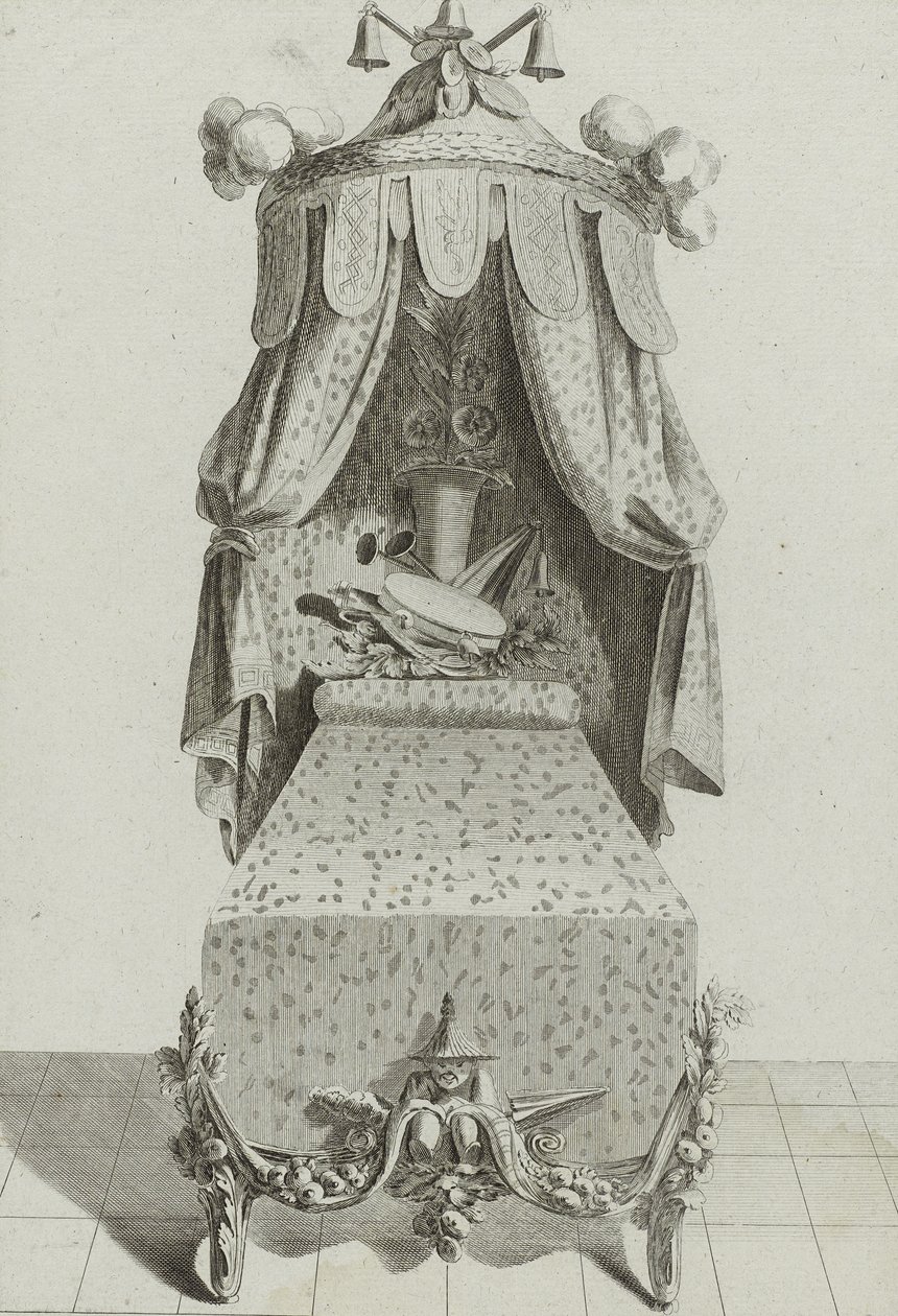 Lit à la Chinoise, pubblicato a metà degli anni 1770 da Jean Charles (after) Delafosse